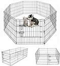 24" Pet Playpen Dog Dence Exercise Pen, 8 Panel Foldable Dog Playpen Portable Enclosure Fence, Indoor/Outdoor Metal Fitness Pen (Black, 61x61cmx8)