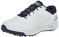 Skechers Men's Elite 5 Arch Fit Waterproof Golf Shoe Sneaker, White/Blue Spiked, 9 Wide