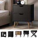 Oikiture Bedside Tables Black Side Table Bedroom Furniture Storage Cabinet