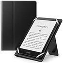 MoKo Universal Case for 6",6.8",7" Kindle eReaders Fire Tablet - Kindle/Kobo/Voyaga/Lenovo/Sony Kindle E-Book Tablet, Lightweight PU Leather Folio Shell Cover Case, with Hand Strap/Kickstand, Black