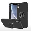 PhoneBeat Case for iPhone XR Case with Ring Stand, No Fall-Off Kickstand 360° RotatableMetal Ring Compatible with iPhone, Anti-Scratch Shockproof Protective Case for iPhone XR (Black)