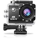 AUSHA GoPlus Cam Pro 4K Action Camera | WiFi | Wide-Angle Lens | 30m Underwater Waterproof Vlogging Camera | with Complete Accessories Kit for YouTube Vlog, Bike Helmet Motovlogging & Travel