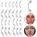 12Pcs Stainless Steel Spike/Ball Eyebrow Rings Curved Barbell Piercings 16g/18g
