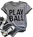 Umsuhu Let's Do This Boys Baseball Tee Shirts Women Paly Ball Shirts Baseball Graphic Tees Shirts Large C-Gray
