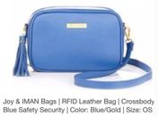 Joy & Iman Leather River Blue Organizer Crossbody Camera Bag Purse New!