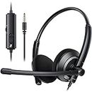 awatrue Headset with 3.5mm Jack Microphone for Computer Wired in-Line Control Headphones with Mic for Boom Skype Webinars On-Ear Headphone