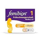 Femibion 1 Frühschwangerschaft, Tägliches Nahrungsergänzungsmittel für SSW 1-12, mit Cholin, Folsäure, Metafolin, 8-Wochen-Pack, 56 Stück