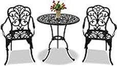 Centurion Supports, set di mobili da giardino Bangui, composto da tavolo e 2 sedie in alluminio pressofuso, con cuscini di lusso impermeabili e imbottiti