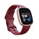 Fitbit Versa 4 Fitness Smartwatch with Built-in GPS and Up to 6 Days Battery Life - Compatible with Android and iOS, Raspberry Red/Aluminium in Copper Rose, One Size