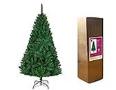 SHATCHI Bushy Imperial Pine Artificial Deluxe Christmas Tree Hinged Branches Pencil Point Tips with Metal Stand Xmas Home Decorations, PVC, Green, 4Ft/120CM