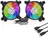 upHere Dual-Ball Bearings,Rainbow LED,Multi-Speed Control,Silent 120mm USB Fan for Computer Cases Computer Cabinet Xbox Cooling,U1207