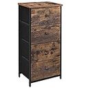 SONGMICS Dresser for Bedroom, Fabric Dresser with 4 Drawers, Metal Frame, Small Chest of Drawers, Rustic Brown and Black ULGS04H