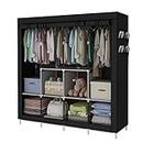 ACCSTORE Portable Wardrobe Clothing Wardrobe Shelves Clothes Storage Organiser with 4 Hanging Rail,Black