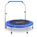 SereneLife Portable & Foldable Trampoline - 40" in-Home Mini Rebounder with Adjustable Handrail, Fitness Body Exercise - SLSPT409