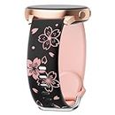Two-Tone Flower Engraved Bands Compatible with Samsung Galaxy Watch 6/5/4 Band 40mm 44mm, Galaxy Watch 5 Pro/Watch 6/4 Classic/Active 2,Galaxy Watch 3, 20mm Soft Silicone Sport Strap for Women Black