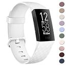 AK Sport Band Compatible with Fitbit Charge 4 Bands Women Men, Soft Silicone Adjustable Replacement Straps Wristbands for Fitbit Charge 4 / Fitbit Charge 3 / Charge 4 SE/Charge 3 SE (White,Large)
