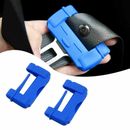 2x Car Safty Accessories Seat Belt Buckle Clip Anti-Scratch Cover Silicone Blue