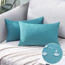 Pack of 2 Turquoise Outdoor Pillows for Patio Furniture Decorative Farmhouse ...