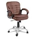 ROAR WOOD High Back Brown Leather Executive Boss Director | Manager Study Desk Chair Gaming Special Office Revolving 360 Fully Adjustable Ultimate Comfort and Style High Back Brown