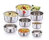 KLASSI KICHEN Stainless Steel Kitchen Set for Home Tope, Handi Set of 8 Induction Bottom Cookware Set