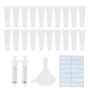 Lip Gloss Tubes 10ml Clear Empty Lip Balm Containers Refillable Cosmetic Squeeze Tubes with Label Funnel and Syringes 37Pcs