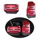 UGSHY 2 PCS Car Automatic Transmission Pedal Covers Kit, Rubber Anti-Slip Accelerator and Brake Pedal, Metal Scratch-Resistant Sports Interior Decoration Modification, Universal Car Accessories (Red)