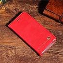 D-kandy Leather Flip Wallet Case Stand with Card Holder Metal Logo Cover for Apple iPhone 6 Plus & 6S+ - Red