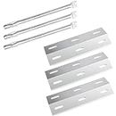 GFTIME 17" Grill Burner and 16 7/8" Heat Plates Shield Replacement Parts Kit for Ducane 30400040 30400041, 3 Pack Stainless Steel Grill Burner Tubes and Burner Cover