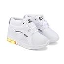 Sneaker Junkies Kid's PVC Mid-Top Lace Up Stylish Sole with Light Casual Shoes for Boys and Girls (White, 12-18 Months)