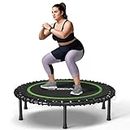 BCAN 40" Foldable Mini Trampoline, Silent Bungee Cord, Stable & Quiet Exercise Rebounder for Kids Adults Indoor/Garden Workout Max 450LBS - Green
