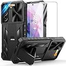 WTYOO for Samsung Galaxy S22-Plus Case: Military Grade Drop Proof Protective Rugged TPU Matte Shell | Shockproof Durable Protection Tough Cell Phone Cover with Built-in Kickstand (Black)