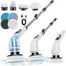 Electric Spin Scrubber, 2023 New Cordless Shower Scrubber with 8 Replaceable Brush Heads and Adjustable Extension Handle, Power Cleaning Brush for Bathroom, Kitchen, Car, Tile, Wall, Floo