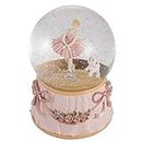 Dreamwizor Ballerina Snow Globe Plays Greensleeves Music Ballet Dancing Girl with Puppy Rotating Mechanical and Musical Glass Snowglobe 4 Inches