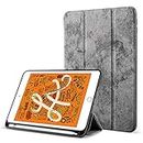 Robustrion Marble Series Trifold Flip Stand Case Cover with Pencil Holder for New iPad 9.7 inch 2018/2017 6th/5th Generation - Grey