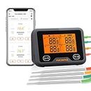 INKBIRD Wi-Fi Bluetooth Barbecue Thermometer IBBQ-4BW Rechargeable Wireless BBQ Thermometer with 4 Probes Temp Graph Calibration Timer Temp Alarm Digital Meat Thermometer