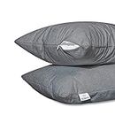 MY ARMOR Waterproof & Dustproof Cotton Terry Pillow Protectors, Standard Size | 220+ GSM- Set of 2, Grey (18" x28")