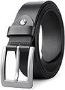 CREATURE Formal/Casual Black Color Genuine Leather Belts For Men (Length- 46 inches||40MM||BL-042-BLK) (BLACK)