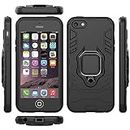 PrimeLike Robot Armor Shockproof Soft TPU and Hard PC Back Cover with Ring Case for Apple iPhone 6s - Black