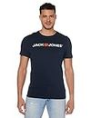 JACK & JONES JJECORP Logo Tee SS Crew Neck Noos T-Shirt, Blu (Navy Blazer Detail: Slim Fit), Medium Uomo