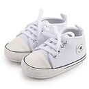 Baby Boy Girls Sneakers Canvas Shoes Prewalkers First-Walk Shoes 12-18 Months White