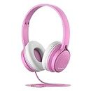 TuneFlux Kids Headphones, Toddler Headphones with Safe Volume Limiter 85dB, Wired School Headphones for Kids with Adjustable and Flexible Design for Boys and Girls-Pink