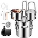 VIVOHOME 8 Gal Alcohol Still, 3 Stainless Steel Pots Home Brewing Kit with Built-in Thermometer, Water Pump for DIY Whiskey, Wine, Brandy, Bourbon, Essential Oil
