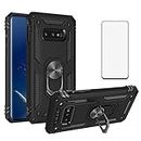 Phone Case for Samsung Galaxy S10e with Tempered Glass Screen Protector And Magnetic Stand Ring Holder Accessories Heavy Duty Rugged Protective Shockproof Hard Bumper Glaxay S 10e S10 10 e Black