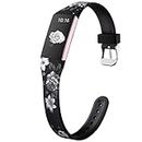 Keponew Compatible with Fitbit Charge 4 Bands for Women, Floral Strap for Fitbit Charge 3 Bands for Women, Slim Printed Fadeless Pattern Sport Wristbands for Fitbit Charge 3 SE, Small, Grey Flower