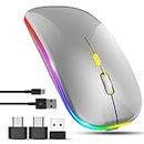 Wireless Mouse for Laptop With 2 USB A to USB C Adapter, 2.4GHZ Bluetooth Mouse Rechargeable, USB Mouse With 3 Buttons-Laptop Mouse Wireless PC Mouse 800 to 2400 Dpi, Laptop Mouse Computer Accessories