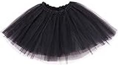 Simplicity Women's Elastic 3 Layered 5K 10K Fun Dash Run Tulle Tutu Skirt, Black