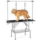 Yaheetech 46" Pet Dog Grooming Table Height Adjustable Dog Beauty Table for Large Dogs/Cats w/Storage Basket/Noose Tools 177cm High Black