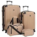 Travelers Club Midtown Hardside 4-Piece Luggage Travel Set, Tan, 4-Piece Set, Midtown Hardside 4-Piece Luggage Travel Set