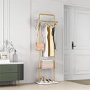 Heavy Duty Gold Clothes Rack Garment Coats Boutiques Hanging Hook w/ Stone Base 
