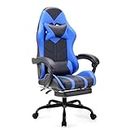 Play haha.Gaming chair Office chair Swivel chair Computer chair Work chair Desk chair Ergonomic Chair Racing chair Leather chair Video game chairs (Blue,With footrest)